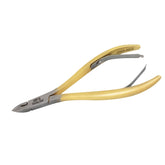 HNSS-A024 Title HAAN Semi-Square Jaw Nipper – 16, Double Spring (Half Gold Finish), Stainless Steel 420