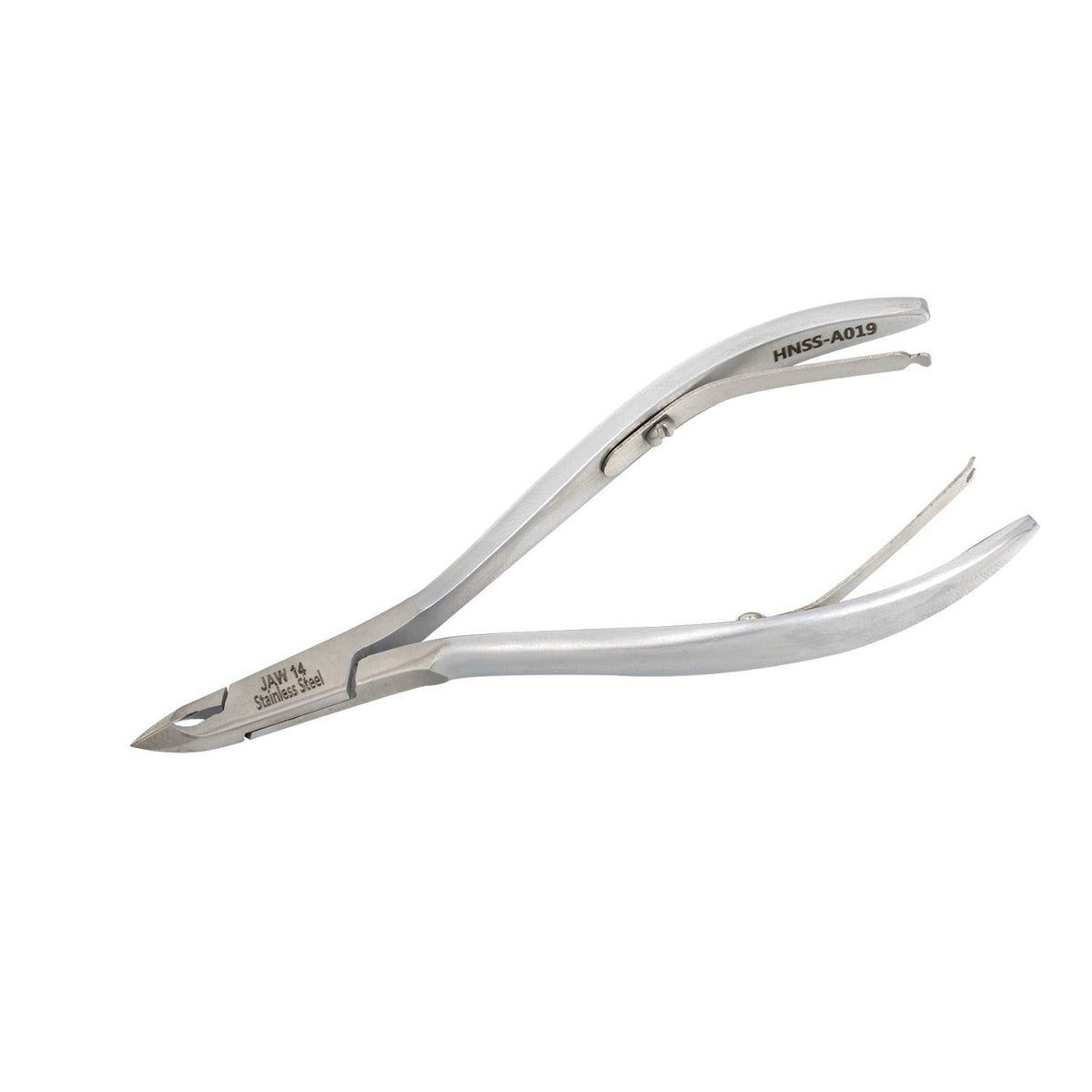 HNSS-A019,  HAAN Semi-Square Jaw  Cuticle Nipper – 14, Double Spring (Matt Grey), Stainless Steel 420