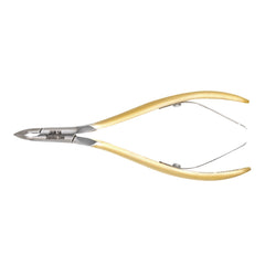 HNRD-A027,  HAAN Round Jaw Cuticle Nipper – 14, Double Spring (Half Gold) Stainless Steel 420