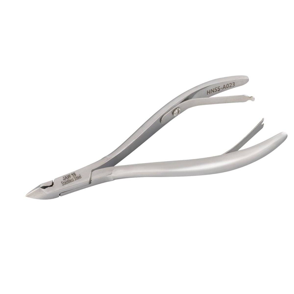 HNSS-A023,  HAAN Semi-Square Jaw Cuticle Nipper – 16, Double Spring (Polish Grey), Stainless Steel 420