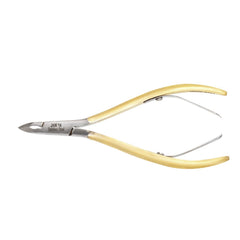 HNSS-A021, HAAN Semi-Square Jaw Cuticle Nipper – 14, Double Spring (Half Gold), Stainless Steel 420