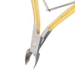 HNSQ-A015, HAAN Square Jaw Cuticle Nipper – 14, Double Spring (Half Gold), Stainless Steel 420
