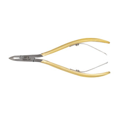 HNSQ-A015, HAAN Square Jaw Cuticle Nipper – 14, Double Spring (Half Gold), Stainless Steel 420