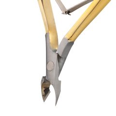 HNSS-A021, HAAN Semi-Square Jaw Cuticle Nipper – 14, Double Spring (Half Gold), Stainless Steel 420