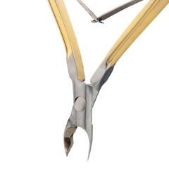 HNRD-A027,  HAAN Round Jaw Cuticle Nipper – 14, Double Spring (Half Gold) Stainless Steel 420