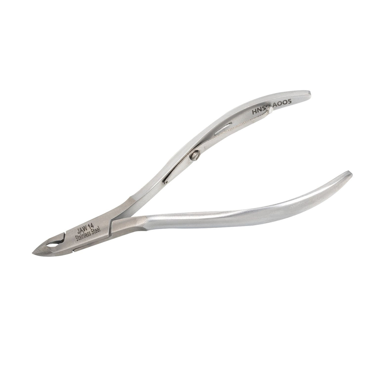 HNSS-A005 Semi-Square Head Cuticle Nipper,Matt Grey, Jaw 14, Single Spring, Stainless Steel 420