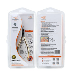 HNSQ-A015, HAAN Square Jaw Cuticle Nipper – 14, Double Spring (Half Gold), Stainless Steel 420