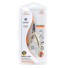 HNSQ-A018, HAAN Square Jaw cuticle Nipper – 16, Double Spring (Half Gold), Stainless steel