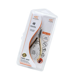 HNSS-A021, HAAN Semi-Square Jaw Cuticle Nipper – 14, Double Spring (Half Gold), Stainless Steel 420