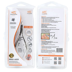 HNSS-A023,  HAAN Semi-Square Jaw Cuticle Nipper – 16, Double Spring (Polish Grey), Stainless Steel 420
