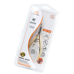 HNSS-A024 Title  HAAN Semi-Square Jaw Nipper – 16, Double Spring (Half Gold Finish), Stainless Steel 420