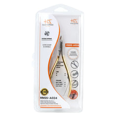 HNSS-A024 Title  HAAN Semi-Square Jaw Nipper – 16, Double Spring (Half Gold Finish), Stainless Steel 420