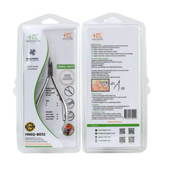HNSQ-B032 Square Head Cuticle Nipper, Jaw 14, Single Spring, Polish Grey, Stainless Steel 420