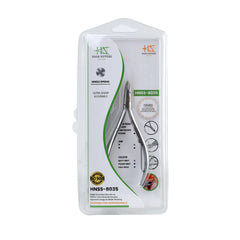 HNSS-B035 Semi-Square Head Cuticle Nipper, Jaw 14, Single Spring, Matt Grey, Stainless Steel 420