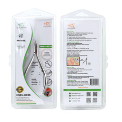 HNSS-B036 Semi-Square Head Cuticle Nipper, Jaw 14, Single Spring, Polish Grey, Stainless Steel 420