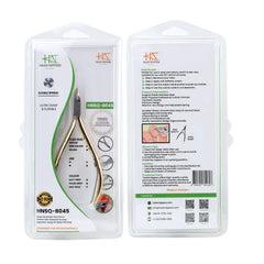 HNSQ-B045 Square Head , (Half Gold), Jaw 14 , Double Spring Cuticle Nipper Stainless Steel 420
