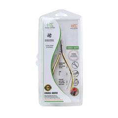 HNSS-B051 Semi-Square Head , (Half Gold), Jaw 14 , Double Spring Cuticle Nipper Stainless Steel 420