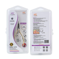 HNSQ-C075 Square Head , (Half Gold), Jaw 14, Double Spring Cuticle Nipper Stainless Steel 420