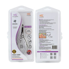 HNSS-C080 Semi-Square Head, (Polish Grey), Jaw 14, Double Spring Cuticle Nipper Stainless Steel 420