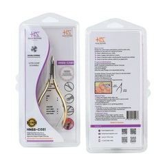 HNSS-C081 Semi-Square Head , (Half Gold), Jaw 14, Double Spring Cuticle Nipper Stainless Steel 420