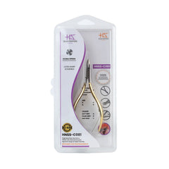 HNSS-C081 Semi-Square Head , (Half Gold), Jaw 14, Double Spring Cuticle Nipper Stainless Steel 420