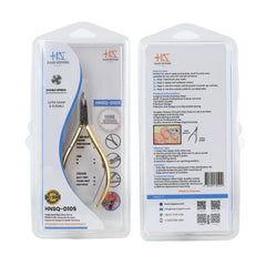 HNSQ-D105 Square Head , (Half Gold), Jaw 14 , Double Spring Cuticle Nipper Stainless Steel 420