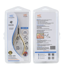 HNSS-D111  Semi-Square Head , (Half Gold), Jaw 14 , Double Spring Cuticle Nipper Stainless Steel 420