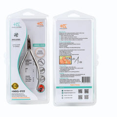 HNSQ-E122 Square Head Cuticle Nipper, Jaw 14, Single Spring, Polish Grey, Stainless Steel 420