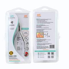 HNSS-E125 Semi-Square Head Cuticle Nipper, Jaw 14, Single Spring, Matt Grey, Stainless Steel 420