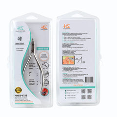 HNSS-E126 Semi-Square Head Cuticle Nipper, Jaw 14, Single Spring, Polish Grey, Stainless Steel 420