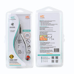HNSS-E127 Semi-Square Head Cuticle Nipper, Jaw 16, Single Spring, Matt Grey, Stainless Steel 420