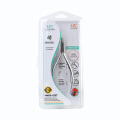 HNSS-E127 Semi-Square Head Cuticle Nipper, Jaw 16, Single Spring, Matt Grey, Stainless Steel 420