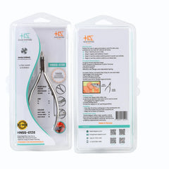 HNSS-E128 Semi-Square Head Cuticle Nipper, Jaw 16, Single Spring, Polish Grey, Stainless Steel 420
