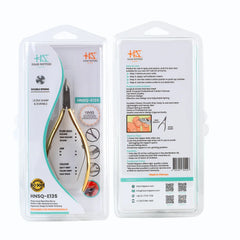 HNSQ-E135 Square Head , (Half Gold), Jaw 14 , Double Spring Cuticle Nipper Stainless Steel 420