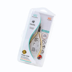 HNSQ-E135 Square Head , (Half Gold), Jaw 14 , Double Spring Cuticle Nipper Stainless Steel 420