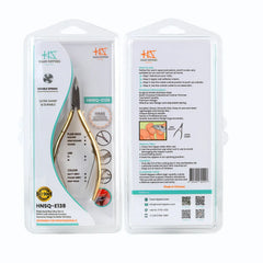 HNSQ-E138 Square Head , (Half Gold), Jaw 16 , Double Spring Cuticle Nipper Stainless Steel 420