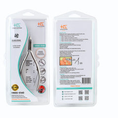 HNSS-E140 Semi-Square Head , (Polish Grey), Jaw 14 , Double Spring Cuticle Nipper Stainless Steel 420