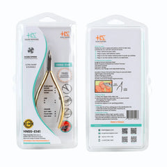 HNSS-E141 Semi-Square Head , (Half Gold), Jaw 14 , Double Spring Cuticle Nipper Stainless Steel 420