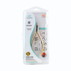 HNSS-E141 Semi-Square Head , (Half Gold), Jaw 14 , Double Spring Cuticle Nipper Stainless Steel 420