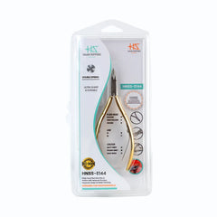 HNSS-E144 Semi-Square Head , (Half Gold), Jaw 16 , Double Spring Cuticle Nipper Stainless Steel 420