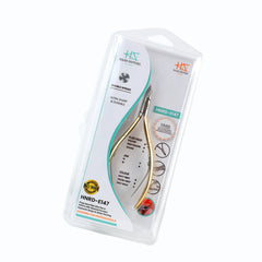 HNRD-E147 Round Head , (Half Gold), Jaw 14 , Double Spring Cuticle Nipper Stainless Steel 420