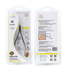 HNSQ-F151 Square Head Cuticle Nipper, Jaw 14, Single Spring, Matt Grey, Stainless Steel 420