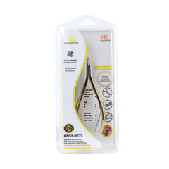 HNSS-F171 Semi-Square Head , (Half Gold), Jaw 14 , Double Spring Cuticle Nipper Stainless Steel 420