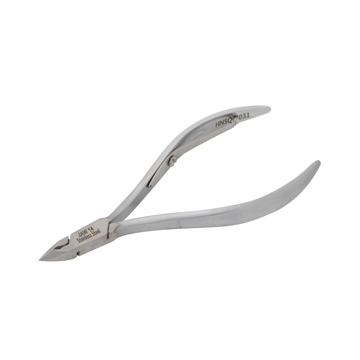 HNSQ-B031 Square Head Cuticle Nipper, Jaw 14, Single Spring, Matt Grey, Stainless Steel 420