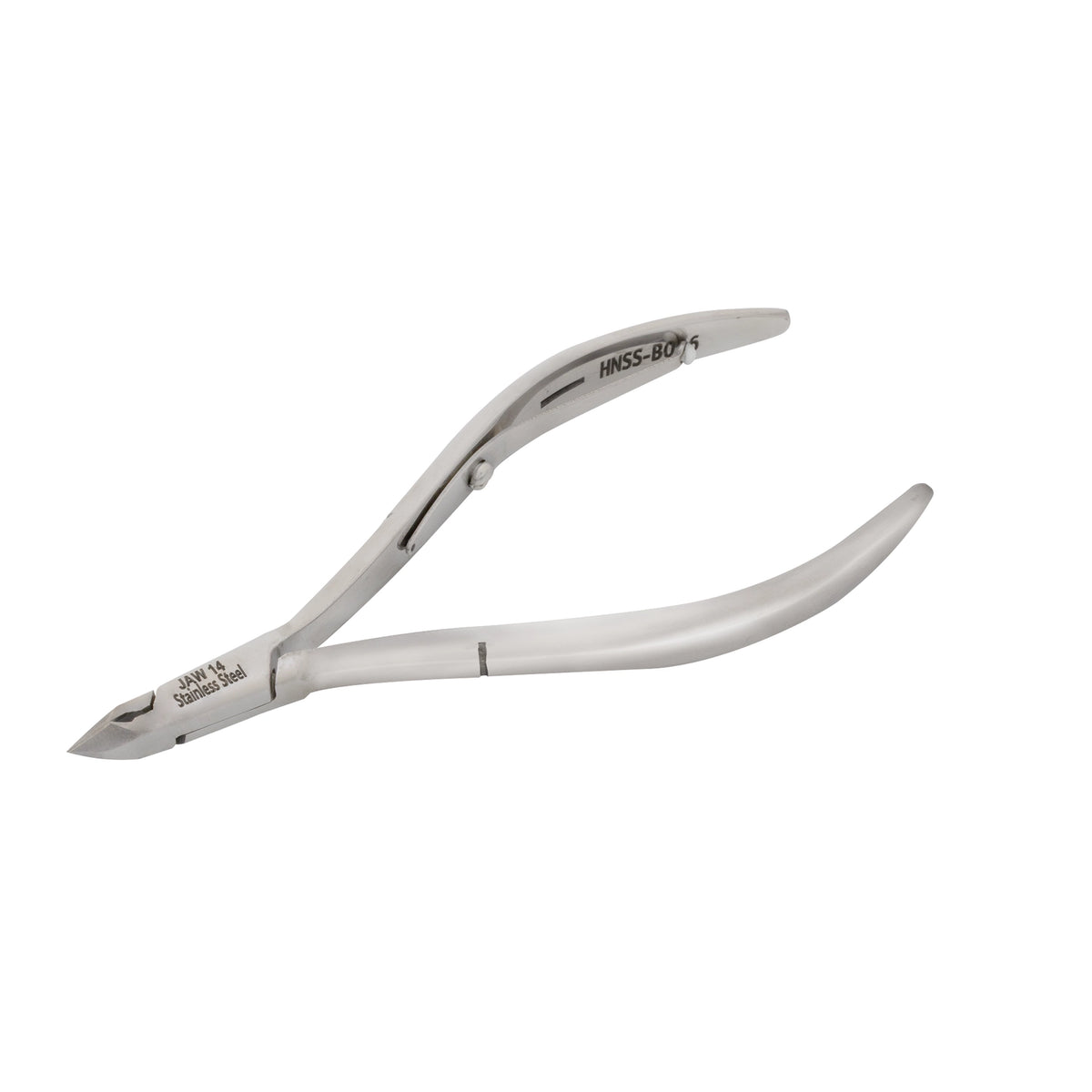 HNSS-B036 Semi-Square Head Cuticle Nipper, Jaw 14, Single Spring, Polish Grey, Stainless Steel 420