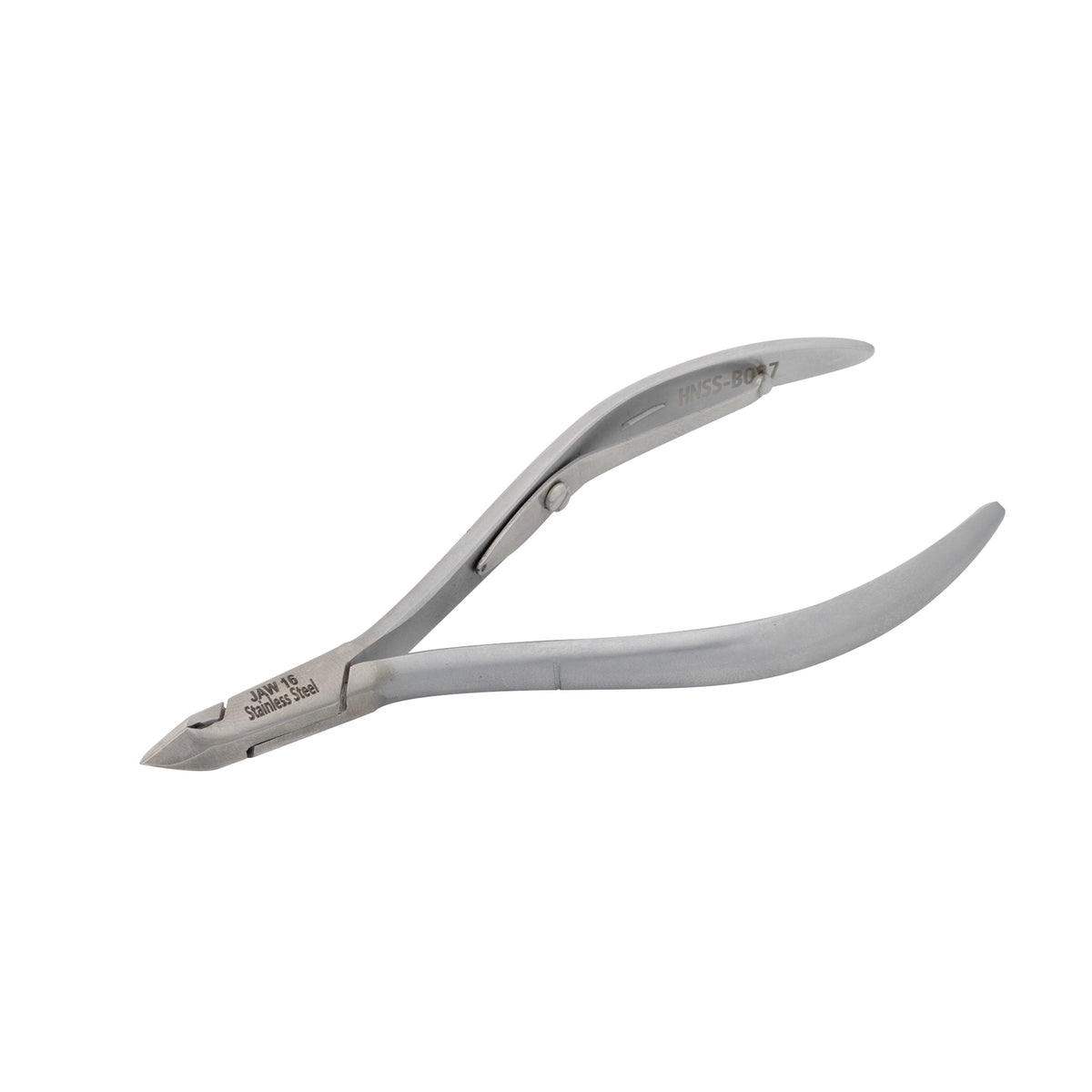 HNSS-B037 Semi-Square Head Cuticle Nipper, Jaw 16, Single Spring, Matt Grey, Stainless Seel 420