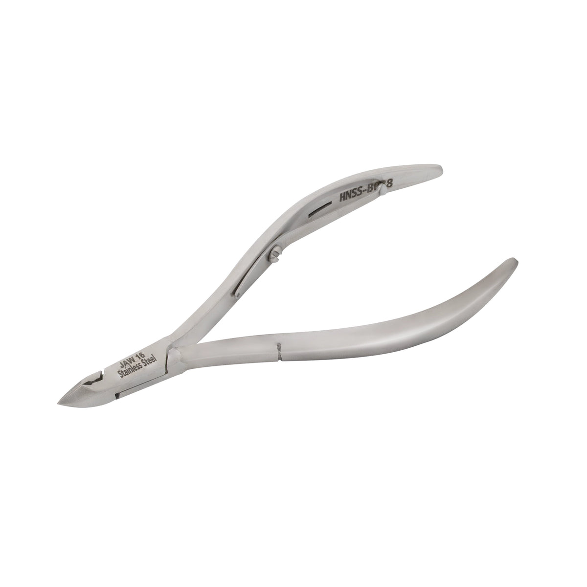 HNSS-B038 Semi-Square Head Cuticle Nipper, Jaw 16, Single Spring, Polish Grey, Stainless Seel 420