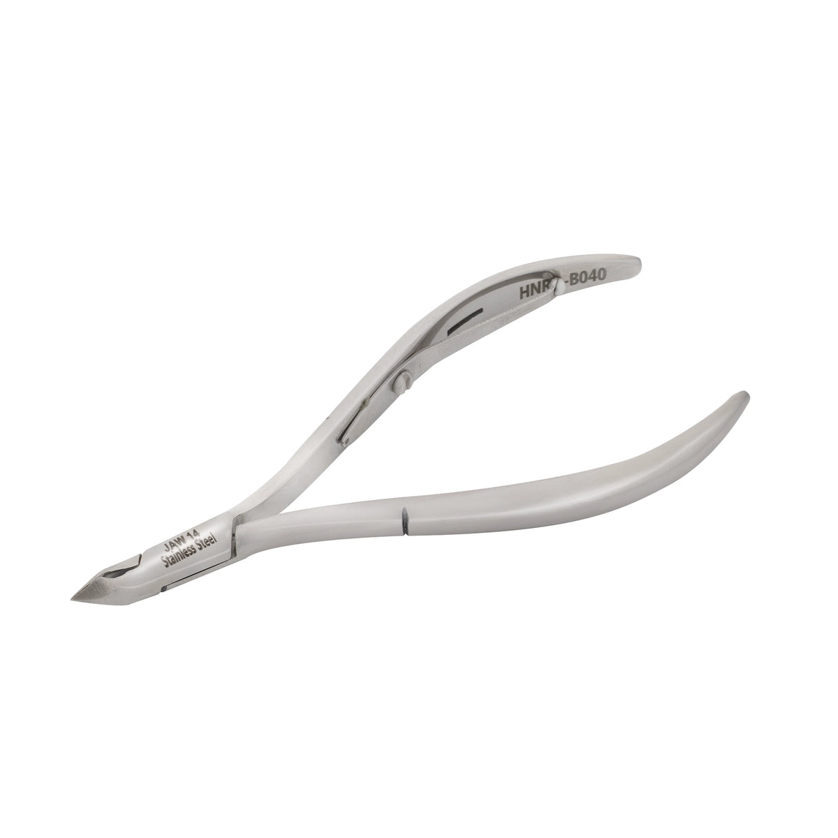 HNRD-B040 Round Head Cuticle Nipper, Jaw 14, Single Spring, Polish Grey, Stainless Steel 420