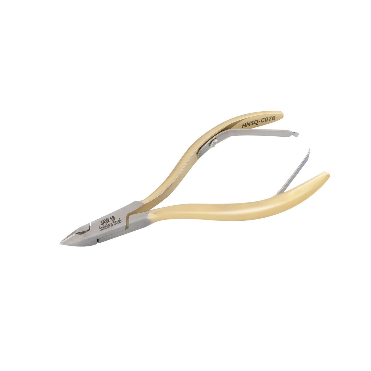 HNSQ-C078 Square Head , (Half Gold), Jaw 16, Double Spring Cuticle Nipper Stainless Steel 420