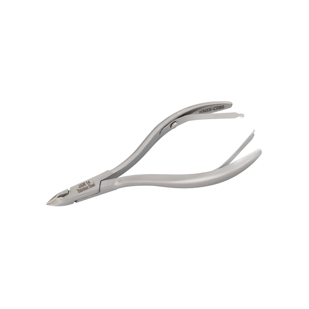 HNSS-C080 Semi-Square Head, (Polish Grey), Jaw 14, Double Spring Cuticle Nipper Stainless Steel 420